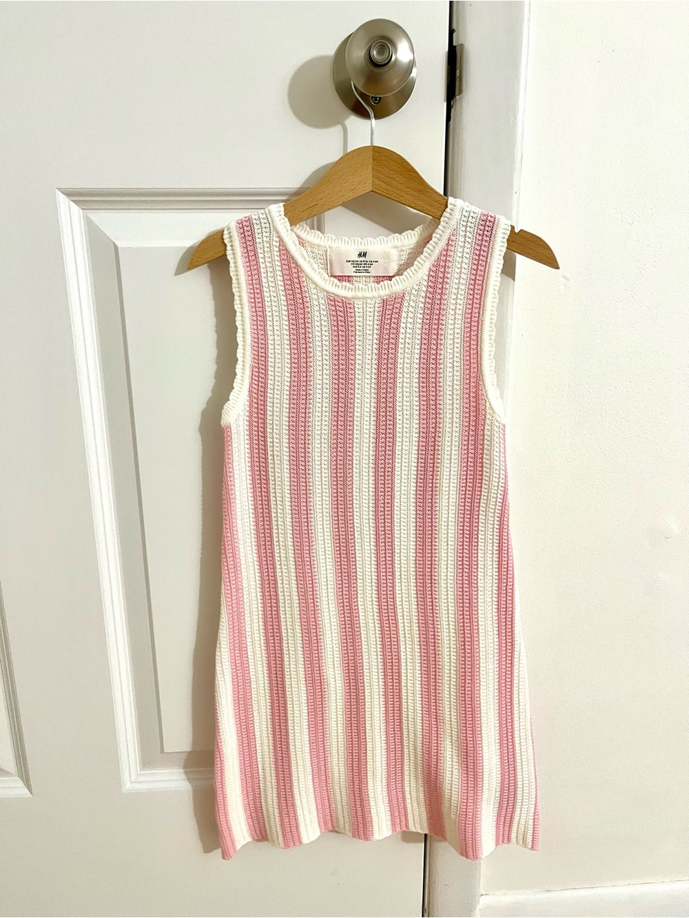 H&M Girls' Pink & White Striped Knit Dress 5T/6 - Never Used!